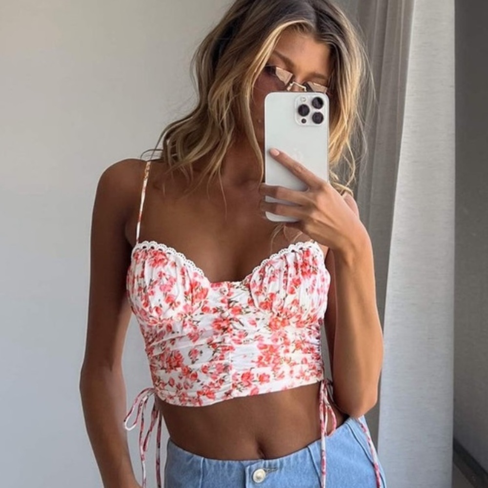 Princess Polly Maddi Top Pink Floral